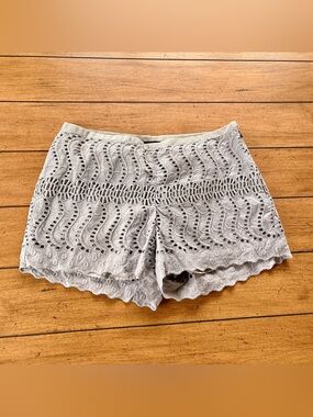 J.Crew Grey Eyelet Shorts, Size 2, 100% Cotton w/ Side Zipper